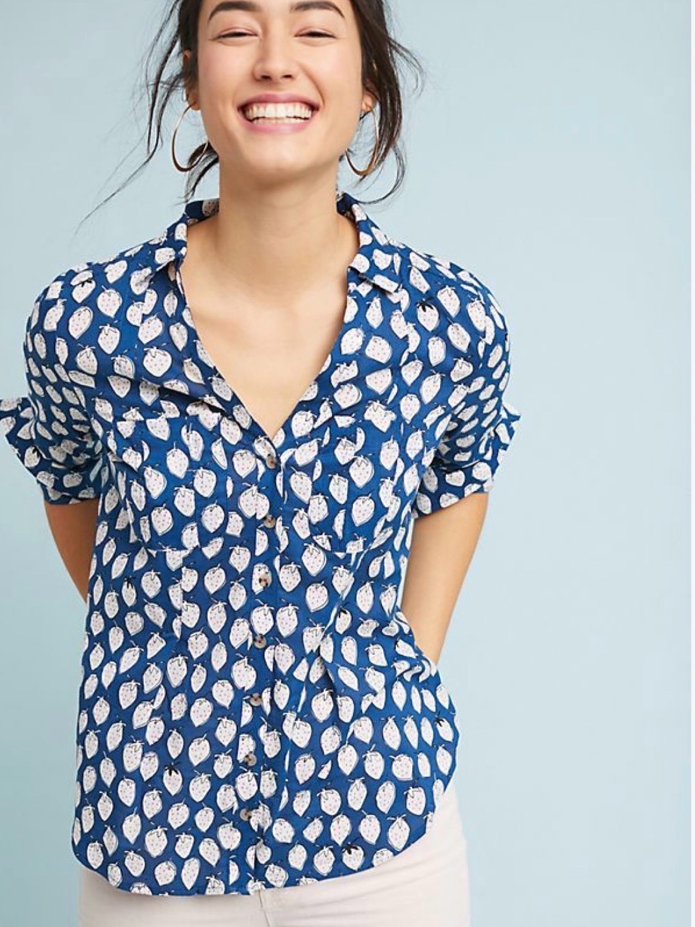 Maeve by Anthropologie Strawberry Button Down